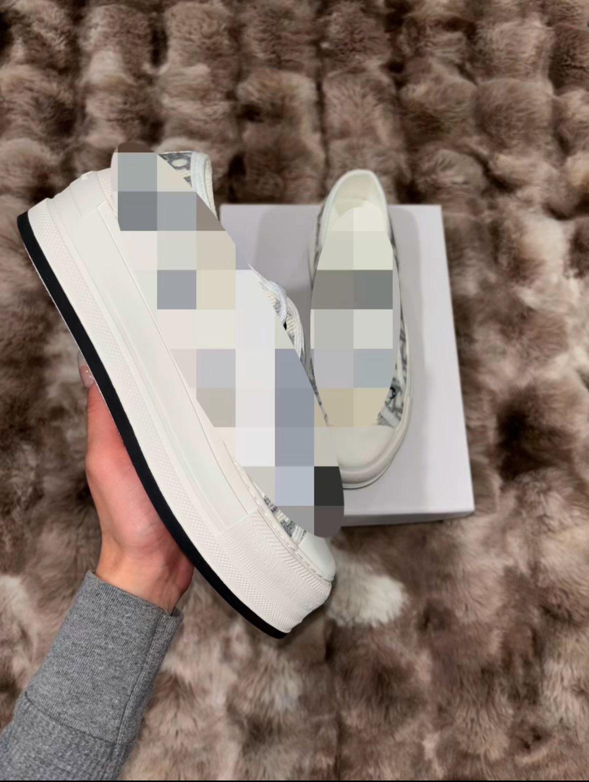 Adore White w Grey Platforms
